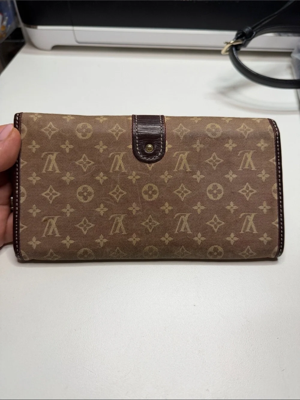 Louis Vuitton Brown Monogram Canvas Clutch with Gold Hardware